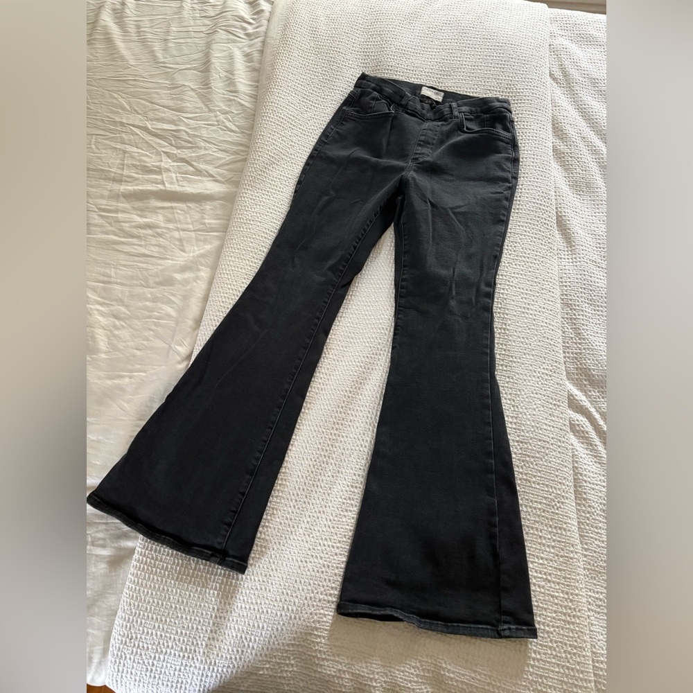 Free People We Charcoal Denim Flare Pants - Medium